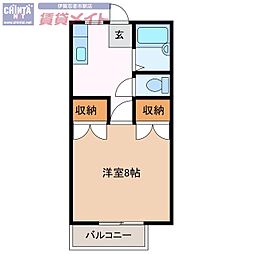 ハイツヤマハンA 1Kの間取図画像