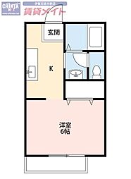 ハイツパインケープB 1Kの間取図画像