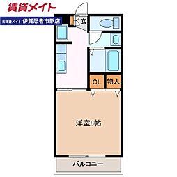 フラット立石B 1Kの間取図画像