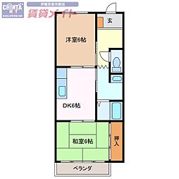 フラット立石B 2DKの間取図画像