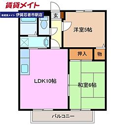 メゾン・ヴィーナス 2LDKの間取図画像