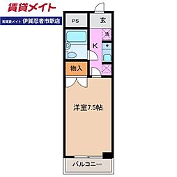 NEWセビ・ロード 1Kの間取図画像