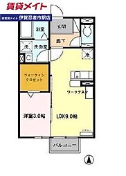 K'sハイム1 1LDKの間取図画像