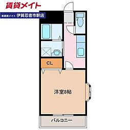 カサグランデ 1Kの間取図画像