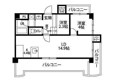 2LDKの間取りです。