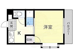 津之江パークハイツ 1Kの間取図画像
