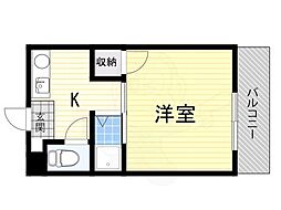 津之江パークハイツ 1Kの間取図画像