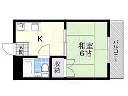 コーポ真砂 1Kの間取図画像