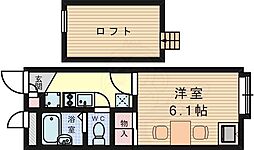 レオパレスセジュール高槻 1Kの間取図画像
