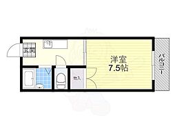 アルファーコート茨木 1Kの間取図画像