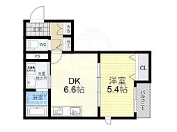 クレリア高槻南松原 1DKの間取図画像