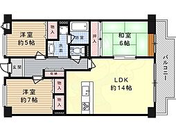高槻グランドハイツ 3LDKの間取図画像