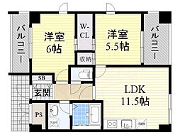 CASABONiTA 2LDKの間取図画像