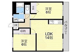 メゾンソレイユ 2LDKの間取図画像