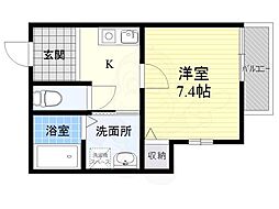 ロイヤルワン中穂茨木 1Kの間取図画像