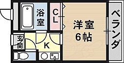 シャンブル南春日丘 1Kの間取図画像