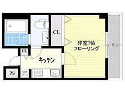ヴェルドゥール茨木 1Kの間取図画像