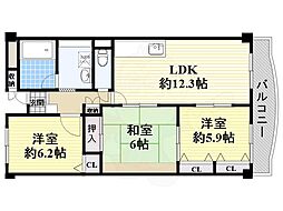 サニーウェル南茨木 3LDKの間取図画像
