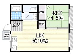 竹の華ハイツ 1LDKの間取図画像