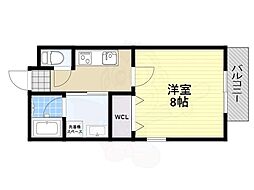 オーク中穂積 1Kの間取図画像