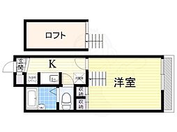 レオパレスシャローム氷室 1Kの間取図画像
