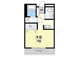アビタ細川 1Kの間取図画像