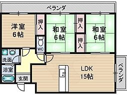 パークヒル尾崎 3LDKの間取図画像