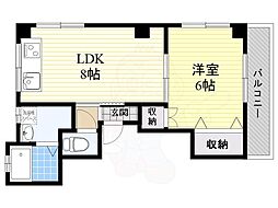 深沢ハイムB 1LDKの間取図画像