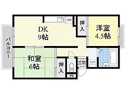 シャンポール・ド・高槻 2LDKの間取図画像