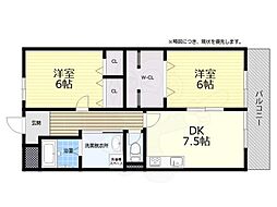 南コヤマビル 2DKの間取図画像