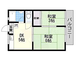 田中ハイツ 2DKの間取図画像