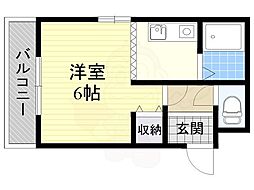 アーバンコート東奈良 ワンルームの間取図画像