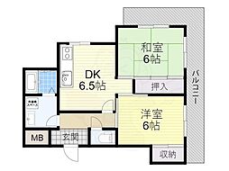 グリーンピア高槻 2DKの間取図画像
