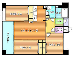 サンパーク安部山公園 3LDKの間取図画像