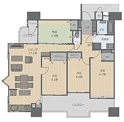 サンパーククレストサージュ戸畑Aコート 4LDKの間取図画像