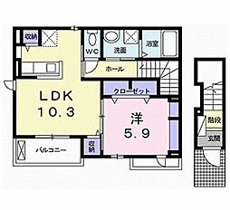 プランドール山柿爽 1LDKの間取図画像