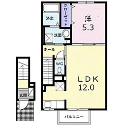 シャルマン 宇和島 1LDKの間取図画像