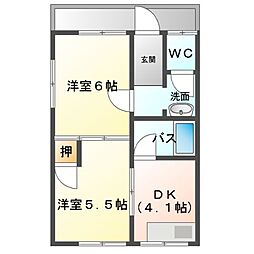 コーポ鶴島 2Kの間取図画像