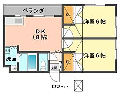 グレドール曽根 2DKの間取図画像