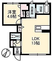 シャーメゾン広小路B棟 1LDKの間取図画像