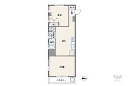 パレスのはら 2DKの間取図画像