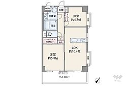 マートルコート東中野 2LDKの間取図画像