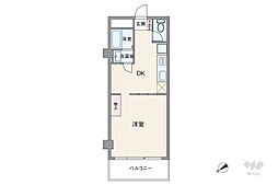 サンローゼ新宿 1DKの間取図画像