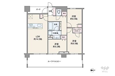 間取り:間取りは専有面積70.45平米の3LDK。LDK約14.5帖のプラン。 間取り:間取りは専有面積70.45平米の3LDK。LDK約14.5帖のプラン。