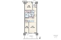 パークシティー高田馬場 2LDKの間取図画像