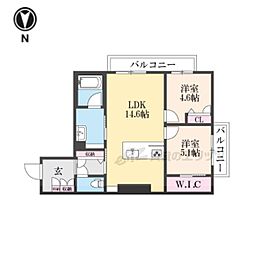 サニーサイドリュクス 2LDKの間取図画像