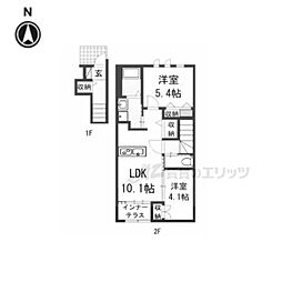 メゾン・ド・カラーズ 2階2LDKの間取り