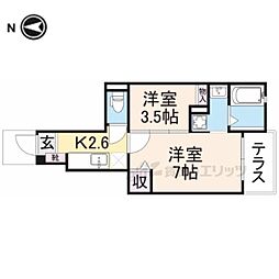 ガーデンヴィラA棟 2Kの間取図画像