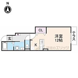 ビサイド法隆寺 ワンルームの間取図画像