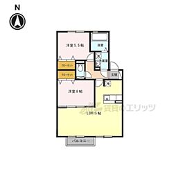 メゾンボヌールB 2LDKの間取図画像